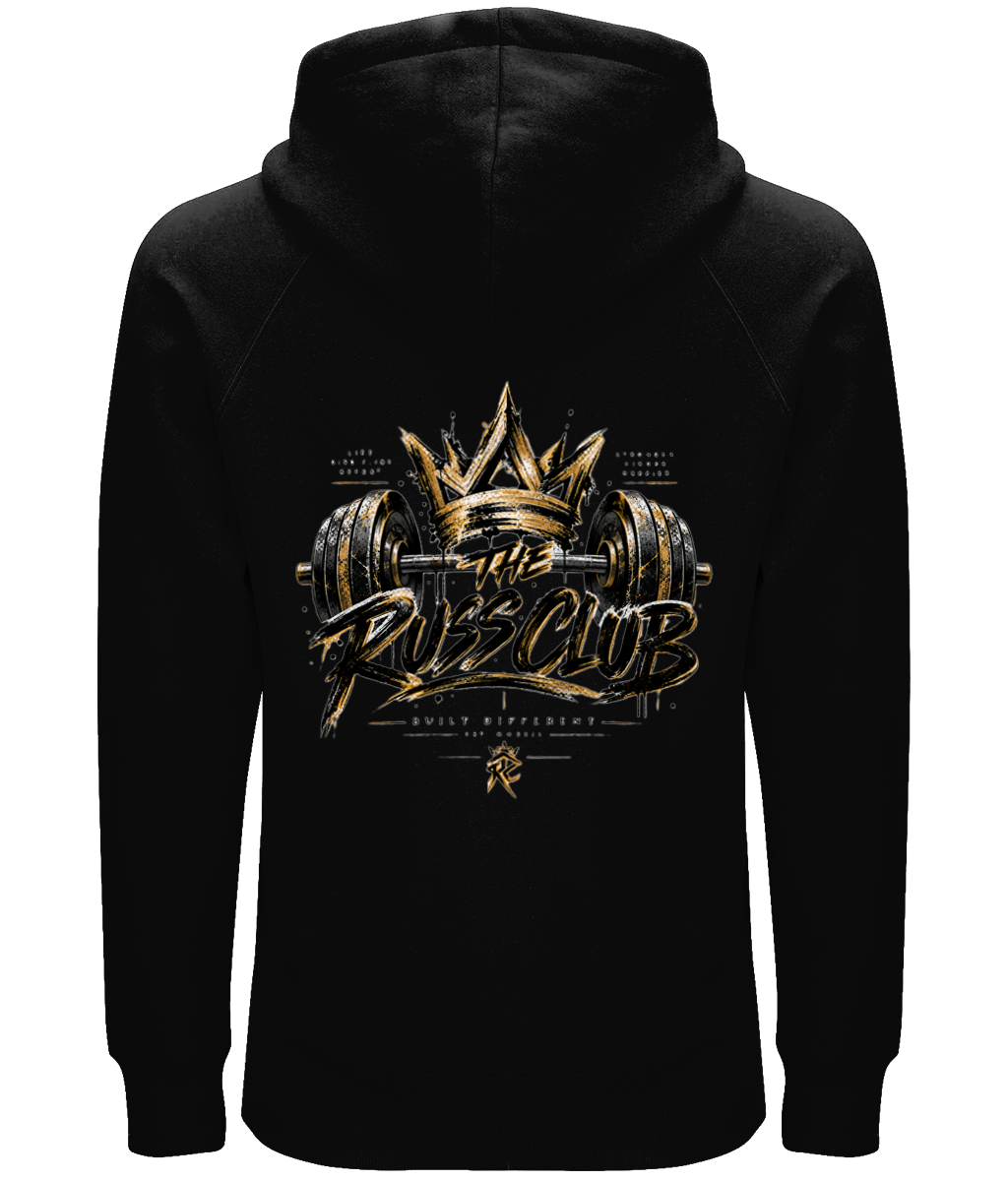 Gold Crown & Barbell Heavy Hoodie | The Russ Club - Russ Club