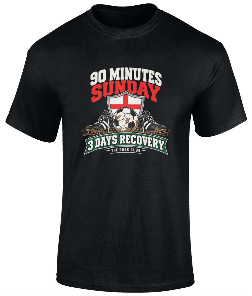 90 Minutes, Three Days Recovery Football T-Shirt | The Russ Club - Russ Club