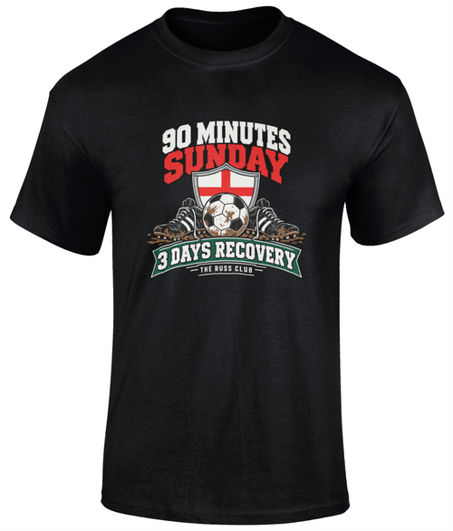 90 Minutes, Three Days Recovery Football T-Shirt | The Russ Club - Russ Club