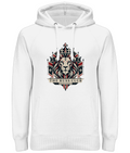 British Strength geometric lion heavy hoodie in White – front artwork