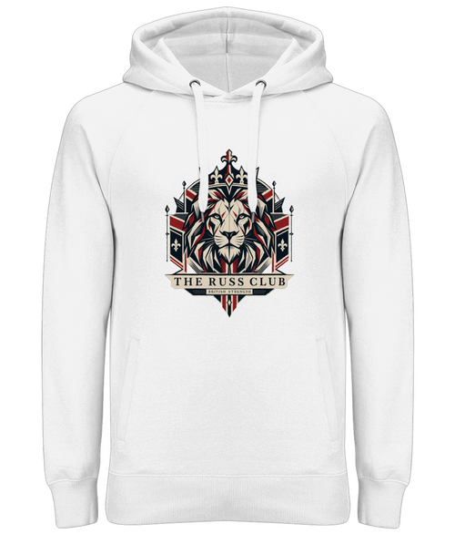British Strength geometric lion heavy hoodie in White – front artwork