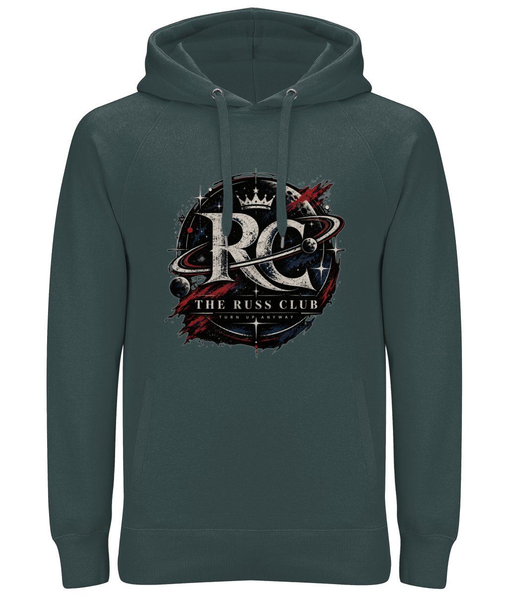 Turn Up Anyway cosmic RC monogram heavy hoodie in Charcoal – front artwork