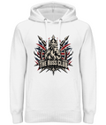 Never Stop British crowned lion heavy hoodie in White – front artwork