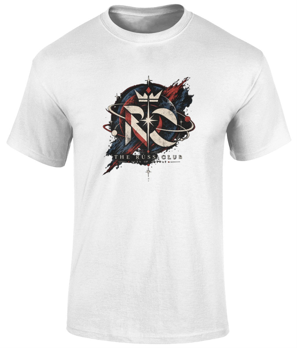 Cosmic RC monogram heavyweight T-shirt in White – front artwork