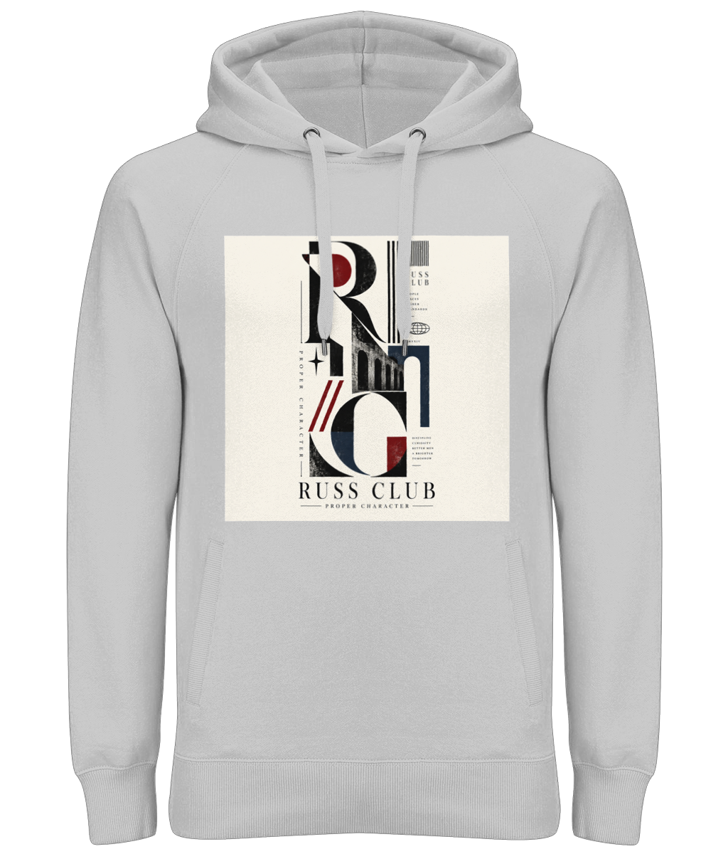 Modernist RC graphic heavy hoodie in Heather Grey – front artwork